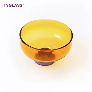 Hot Sale Customized Color Glassware Bowls Creativity Modern Style Fruit Ice Cream Colored Borosilicate Glass Bowl And Cup