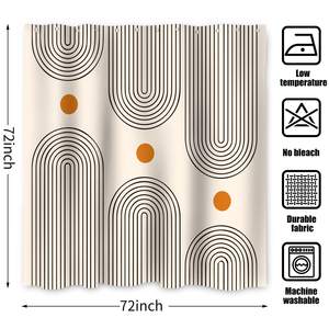 Boho Moderne Salle <span class=keywords><strong>De</strong></span> Bains Décor Minimaliste Abstrait Arche <span class=keywords><strong>Soleil</strong></span> Rideau <span class=keywords><strong>De</strong></span> Douche Lignes Simples Motif Géométrique <span class=keywords><strong>Beige</strong></span> Couleur Polyester - Product Image 6