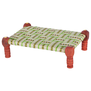 Cama Tradicional de Diseño Manji, Charpai de Madera, Colorida y Elegante, Charpoy Tejida a Mano, Cama Palang - Product Image 1
