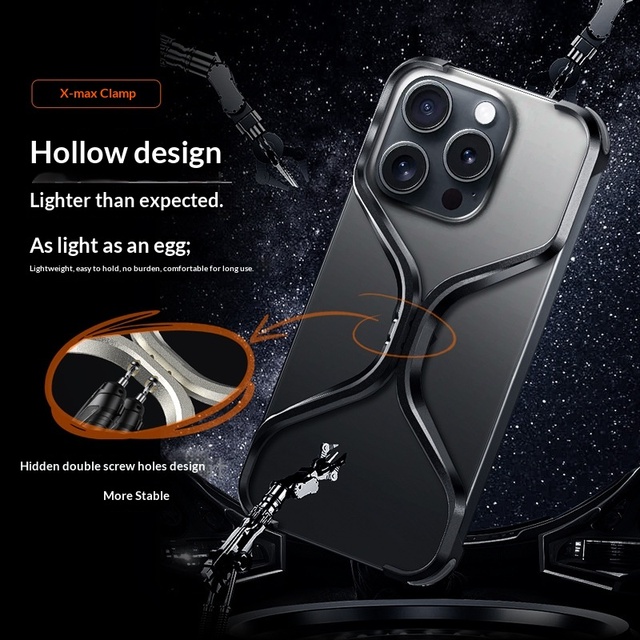 CNC Machining Milling Service for 17promax/16Pro Phone Cases Titanium Alloy Frameless Anti-Fall Protective Cover DLC Coating