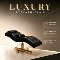 Lit de massage hydraulique réglable noir de luxe pour salon de beauté, table de spa avec base en métal doré