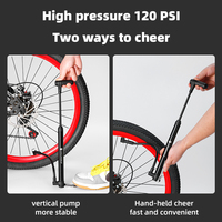 120 PSI Aluminum Alloy Mini Floor Pump Dual Valve Tire Inflator with L-Handle Bicycle Air Pump with Bracket for MTB Road Cycling
