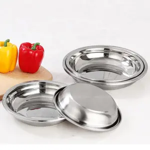 Factory Wholesale Stainless Steel Dinner Round Plate Restaurant Hotel Dinner Dish Serving Metal Tray inox Dish