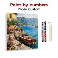 Kit de Peinture par Numéros sur Toile, Art Mural, Bateau Vintage, Lac Méditerranéen, Scène de Quai, Vente en Gros et Dropshipping