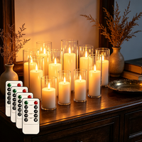 Bougies LED sans flamme 3D de 10 pouces à bouton tactile rechargeables, blanc chaud, scintillantes, avec télécommande, pour mariages et Diwali