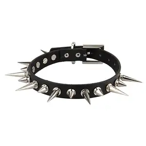 Spiked Lederen Spikes Klinknagels Choker Kraag Ketting