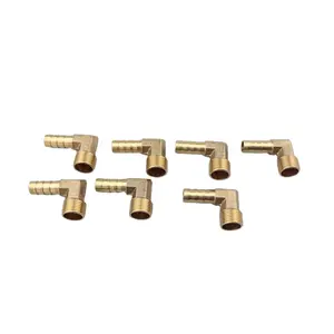 Conector de manguera de latón con púas OEM, conector adaptador macho de tubería de cobre pagoda de 14mm con púas, 90 grados