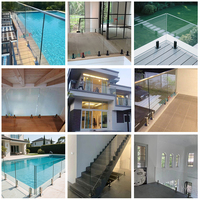 Accessoires de fixation modernes pour garde-corps de balcon en verre, clôture de piscine, garde-corps de toit et main courante d'escalier, en acier inoxydable noir satiné miroir, type spigot