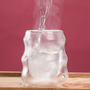 Vaso Creativo para <span class=keywords><strong>Starbucks</strong></span>, Vidrio de Borosilicato de Doble Pared, Aislado, para Té, Leche, Café, Agua, con Diseño de Olas - Product Image 3