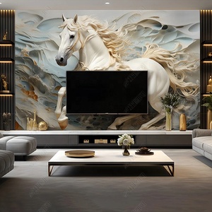 <span class=keywords><strong>Parete</strong></span> in rilievo del cavallo bianco 5d carta <span class=keywords><strong>da</strong></span> parati in seta adesivo decorazione per la casa - Product Image 2