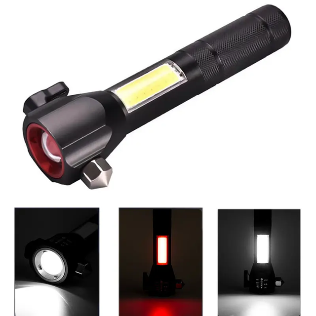 Outdoor Emergency Tactical Aluminum Alloy IP65 Portable USB Rechargeable Magnetic Super Bright Flashlight with Solar Panel
