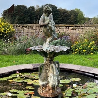 Fontaine d'eau en bronze de style occidental QUYANG, grande statue d'enfant antique, décoration de paysages de jardin d'hôtel de luxe en plein air