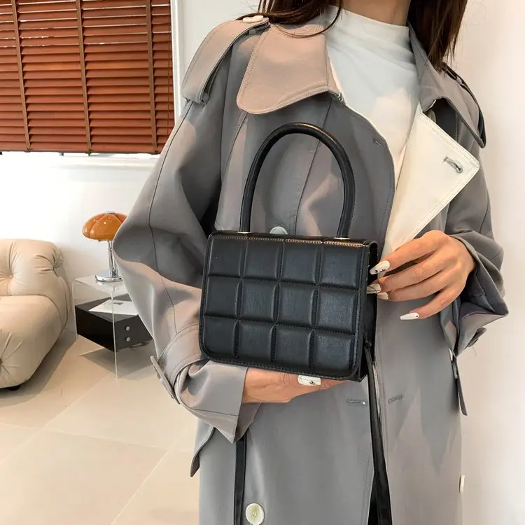 Trend Chocolate Plaid Small Shoulder Bags for Women Designer PU Leather Purses and Handbags Luxury 2024 Lady Crossbody Bag Totes