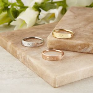 Joyería islámica personalizada de acero inoxidable, anillo de paciencia con letras árabes grabadas, anillo de barra apilable delicado, oro rosa - Product Image 5