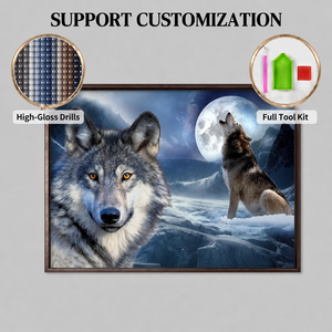 SONGWOOART Lobo Animal diamante <span class=keywords><strong>pintura</strong></span> Kit redondo taladro diamante arte para <span class=keywords><strong>adultos</strong></span> lienzo diamante <span class=keywords><strong>pintura</strong></span> Kit decoración del hogar - Product Image 1
