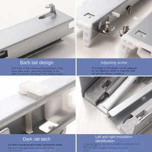 卸売スチール製静音ダンパー内蔵セルフプライム式ボトムトラックガイド、隠し引き出しスライドレール2本、厚さ1.4、ソフトクローズ、モダン - Product Image 3