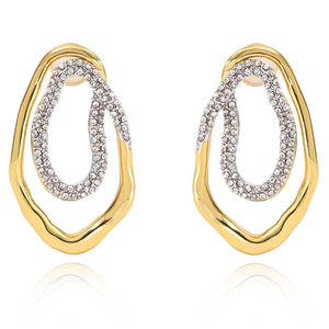 خمر النحاس غير النظامية مطلي بالكهرباء الذهب و الفضة اللون حجب الأقراط الماس مشرق للبيع بالجملة - Product Image 1