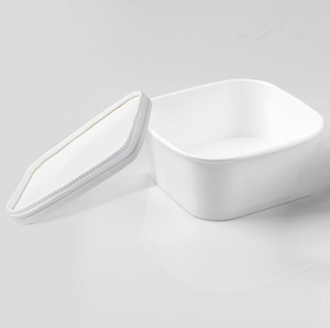 Contenants d'emballage alimentaire jetables pour salades et fruits avec logo imprimé personnalisé, bols en papier kraft carrés - Product Image 1
