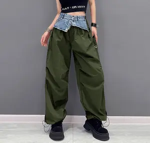 Custom Y2K Style Hollow out Splicing Cargo Pants ,Waist Loose Trousers with a Unique Design/