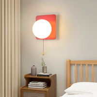 Lampe murale de chevet à intensité variable avec interrupteur à tirette et abat-jour en verre 220V, design moderne et épuré pour chambre à coucher, chambre d'enfant, couloir
