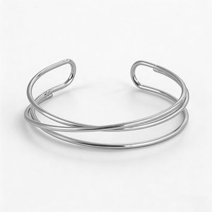 Double Layer Cross Geometric Line Adjustable <b>Arm</b> <b>Cuff</b> Unique Statement Versatile Trendy Women Fashion Metal <b>Arm</b> Bracelet - Product Image 6
