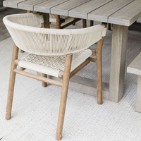 Vente en gros de meubles en bois de teck chaise d'extérieur avec cadre tissé en corde ensembles de meubles de jardin pour cuisine et balcon ou espace extérieur