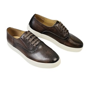 Chaussures bateau en cuir véritable pour hommes, à lacets, bout rond, respirantes, semelle extérieure en caoutchouc, toutes saisons, semelle intermédiaire en EVA - Product Image 5