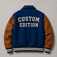 Blouson Bomber Vintage Color Block en Chenille avec Patchs Lettres, Sur Mesure, Blouson Universitaire d'Équipe, Numéro Personnalisé, Patchs Manches