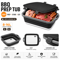 Planche à découper pliable de haute qualité noire et orange 8-16L avec couvercle verrouillable, évier de camping pliable avec passoire