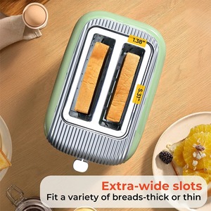 2 Slice Electric <b>Toaster</b> Ribbed Bread Maker Stainless Steel Housing Mechanical Timer Removable Crumb Tray for Home Hotel - Product Image 5