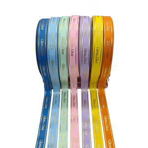 ริบบิ้นโกรเกรนสีสันสดใสขนาด 1.5 ซม. 5/8 นิ้ว พิมพ์โลโก้สีทอง สำหรับงานแต่งงานและของขวัญ ลดราคาพิเศษ - Product Image 6