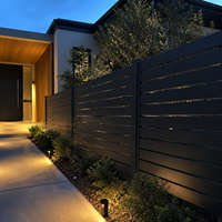 Panneaux de clôture modernes noirs à lamelles horizontales en aluminium, 6 pieds, 3D, résistants au vent, ventilés, robustes, pour jardin extérieur