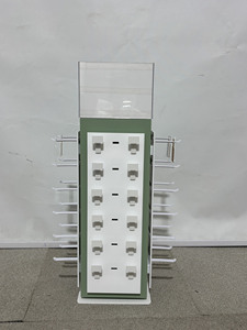 Trắng xoay màn hình đứng vuông kim loại đồ trang trí kệ trưng bày với móc nhựa và cơ sở ổn định cho cửa hàng bán lẻ - Product Image 3