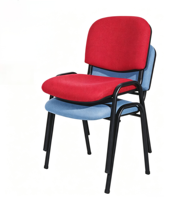 Chaise de visiteur empilable en tissu, cadre en métal noir, pour conférences, formations et personnel