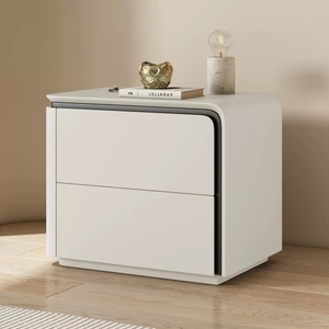 Smart Minimal Modern Solid Pine Wood Adjustable Storage <strong>Nightstand</strong> with Double Drawers for Bedroom Living Room Bedroom Furniture - Product Image 2