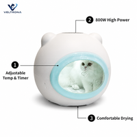 Séchoir pour animaux de compagnie (chats et chiens), 800W, silencieux, avec fenêtre ovale et grille de sol, température et minuterie réglables