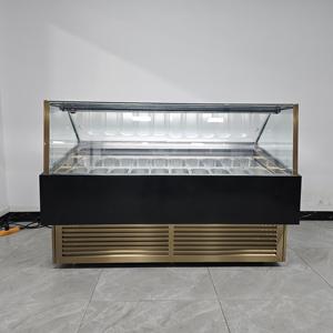Ý Sang Trọng Truy Cập Hiển Thị Hàng Đầu Showcase Trường Hợp Máy LED Ánh Sáng Gelato <span class=keywords><strong>Ice</strong></span> <span class=keywords><strong>Cream</strong></span> Tủ Lạnh Cho Thịt Và Bánh Lưu Trữ - Product Image 3