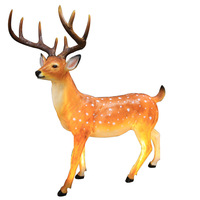 Sika Deer de resina para exteriores, estatua de ciervo Sika de fibra de vidrio con luz LED, tamaño real, adornos de animales de jardín