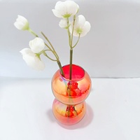 Vase en verre borosilicaté irisé en forme de boule double Ornement de table de mariage coloré et décoration intérieure Vases à fleurs