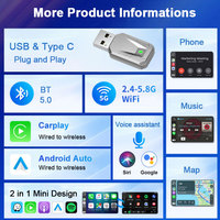 5,0 Carplay Cars Wired Wireless Android Auto Dongle 2 en 1 Usb y Usb C Car Play Adapter para Apple Mercedes Gle 2018 Avatr