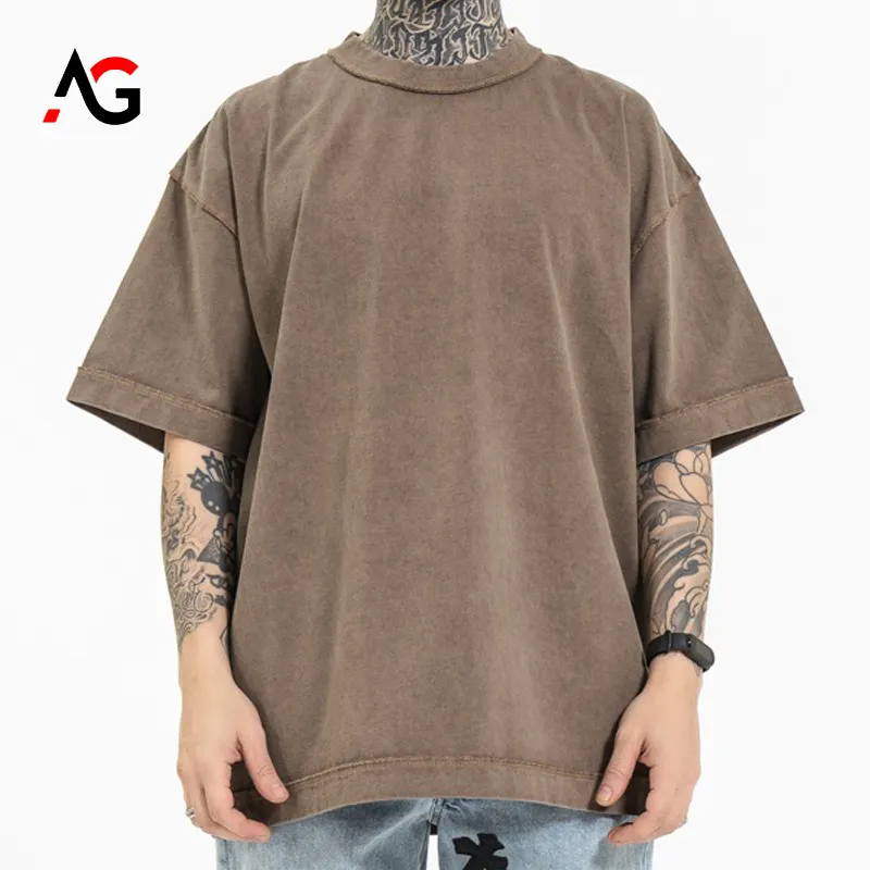 Homens moda camiseta solta 100% algodão oversized t shirt lavado personalizado camiseta vintage