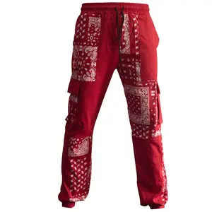 Pantalon Cargo à poches latérales pour hommes, Streetwear personnalisé, OEM, taille élastique, multi-poches, avec cordon de serrage,