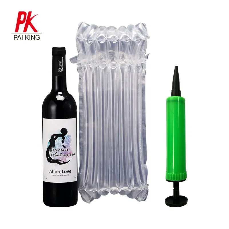 Shock Resistance transport protector PE/PA Material bubble cushion wrap wine bottle air column packaging bag