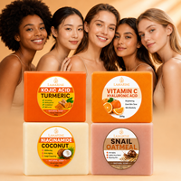 Savon en papier artisanal végétalien anti-acné éclaircissant et blanchissant à la vitamine C naturelle, au curcuma et à l'acide kojique, vente en gros sous marque privée