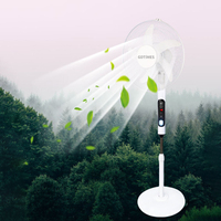 Ventilateur sur pied électrique rechargeable solaire 25W de 16/18 pouces avec panneau solaire AC/DC et éclairage, autonomie de 5 à 15 heures