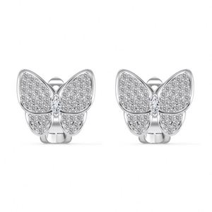 Dylam Charm Dainty 925 Sterling <b>Silver</b> Rhodium Plated 5A Cubic Zirconia <b>Clip</b>-on Butterfly Stud Earrings for Women - Product Image 4