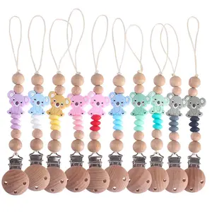 <strong>Personalised</strong> Name Silicone Koala Beads Pacifier Clip Colorful Pacifier Chain for Baby Teething Soother Chew Toy <strong>Dummy</strong> Clips - Product Image 1