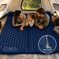 Matelas de camping gonflable transfrontalier pour l'extérieur avec pompe à pied, gonflage automatique, motif pressé, en TPU, avec oreiller