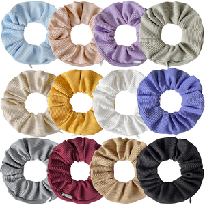 IFOND Vente en gros Chouchous personnalisés en polyester à rayures avec poche zippée <span class=keywords><strong>invisible</strong></span> intégrée, doux, pour femmes, pour maintenir et ranger les queues de cheval - Product Image 4
