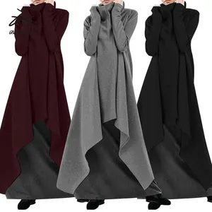 Женская Осенняя модная Женская толстовка с длинным рукавом, Повседневная Женская длинная стильная толстовка, мусульманская абайя, пальто, пуловер, толстовки